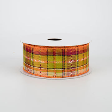 1.5" Fall Plaid Ribbon: Rust & Brown (10 Yards)
