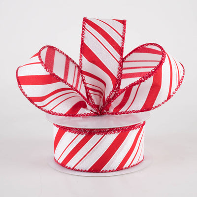1.5" Iridescent Diagonal Stripe Candy Cane Ribbon: Red & White (10 Yards) Lifestyle Photo