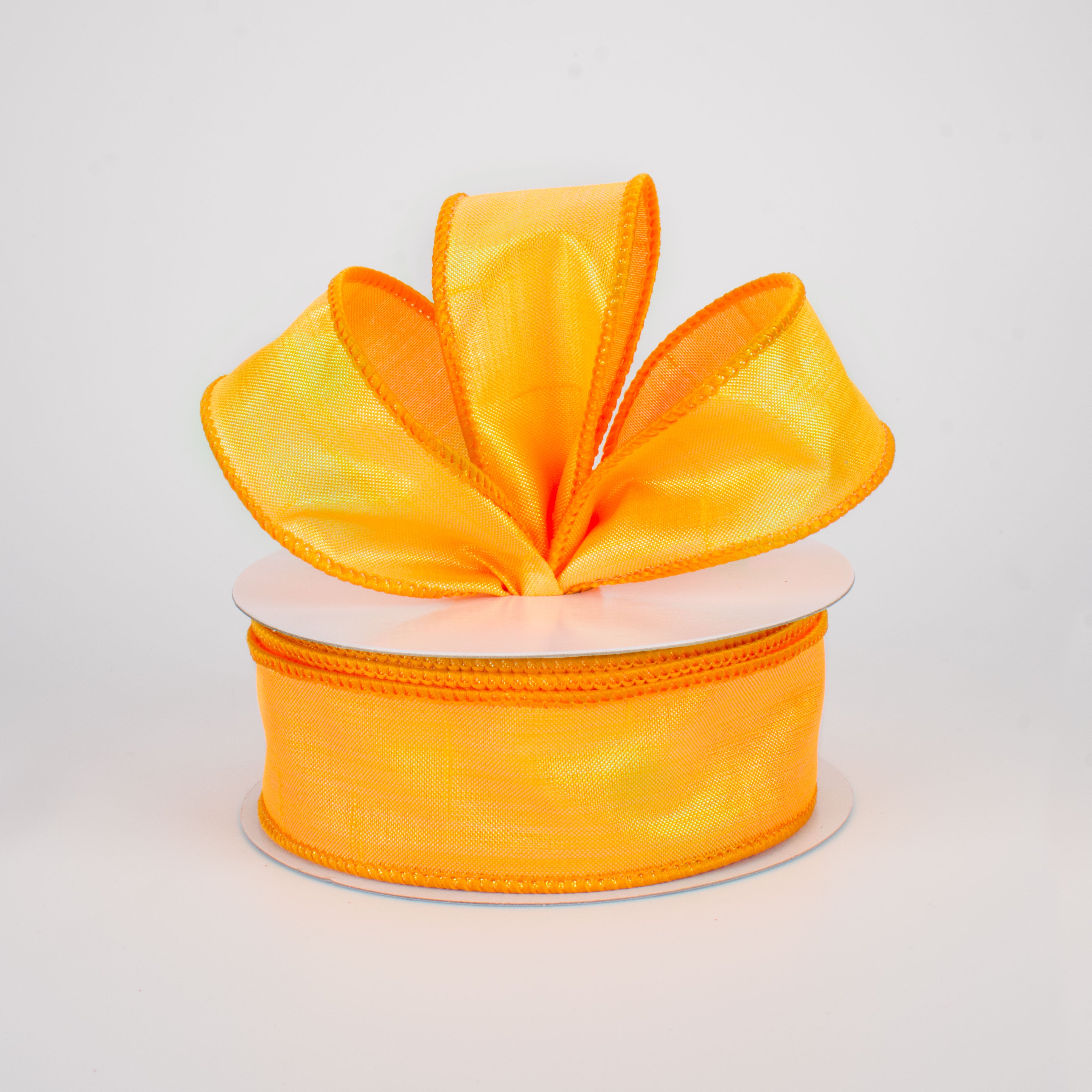 1.5" Iridescent Dupioni Ribbon: Orange (10 Yards) Lifestyle Photo