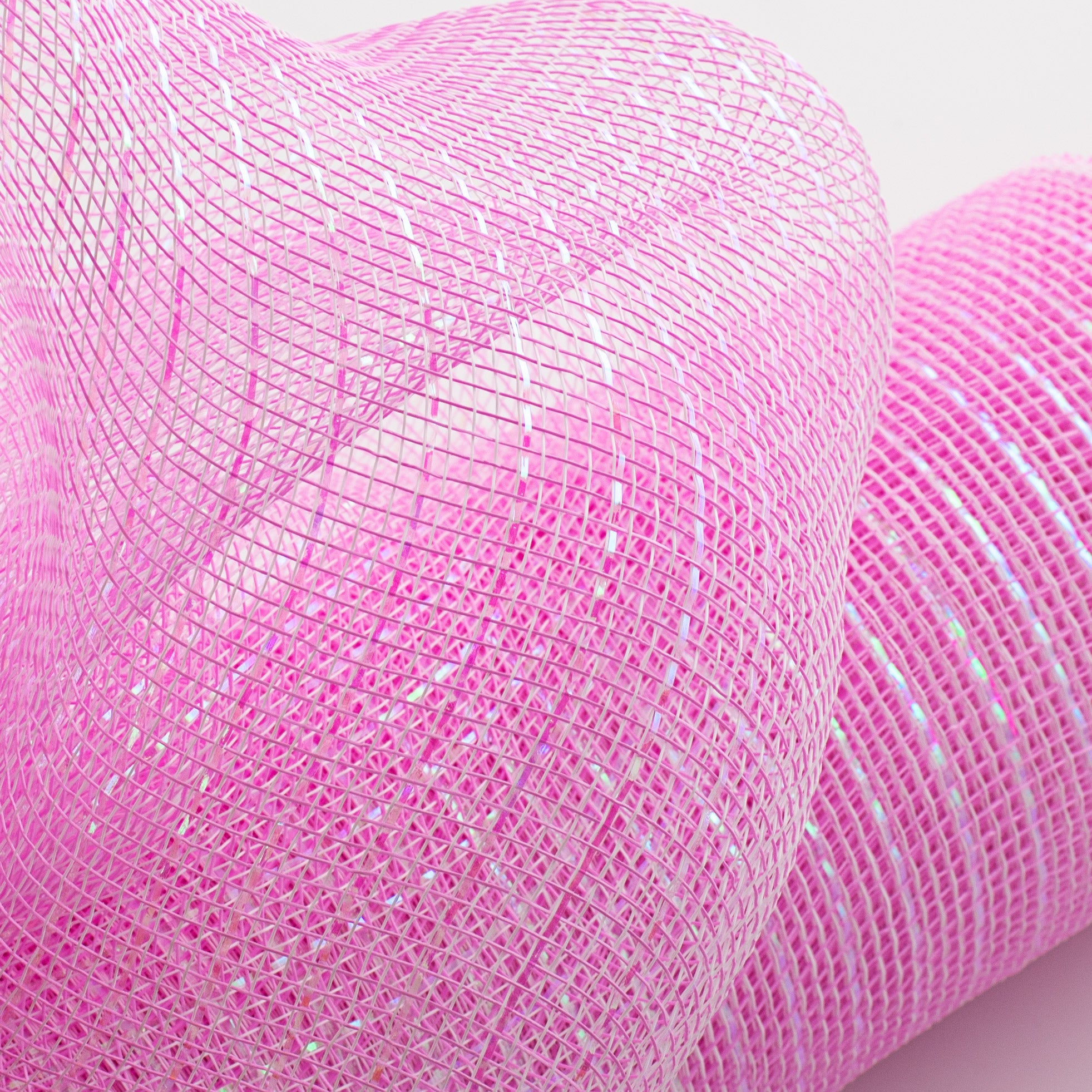 21" Iridescent Foil Mesh: Pastel Pink & White Lifestyle Photo
