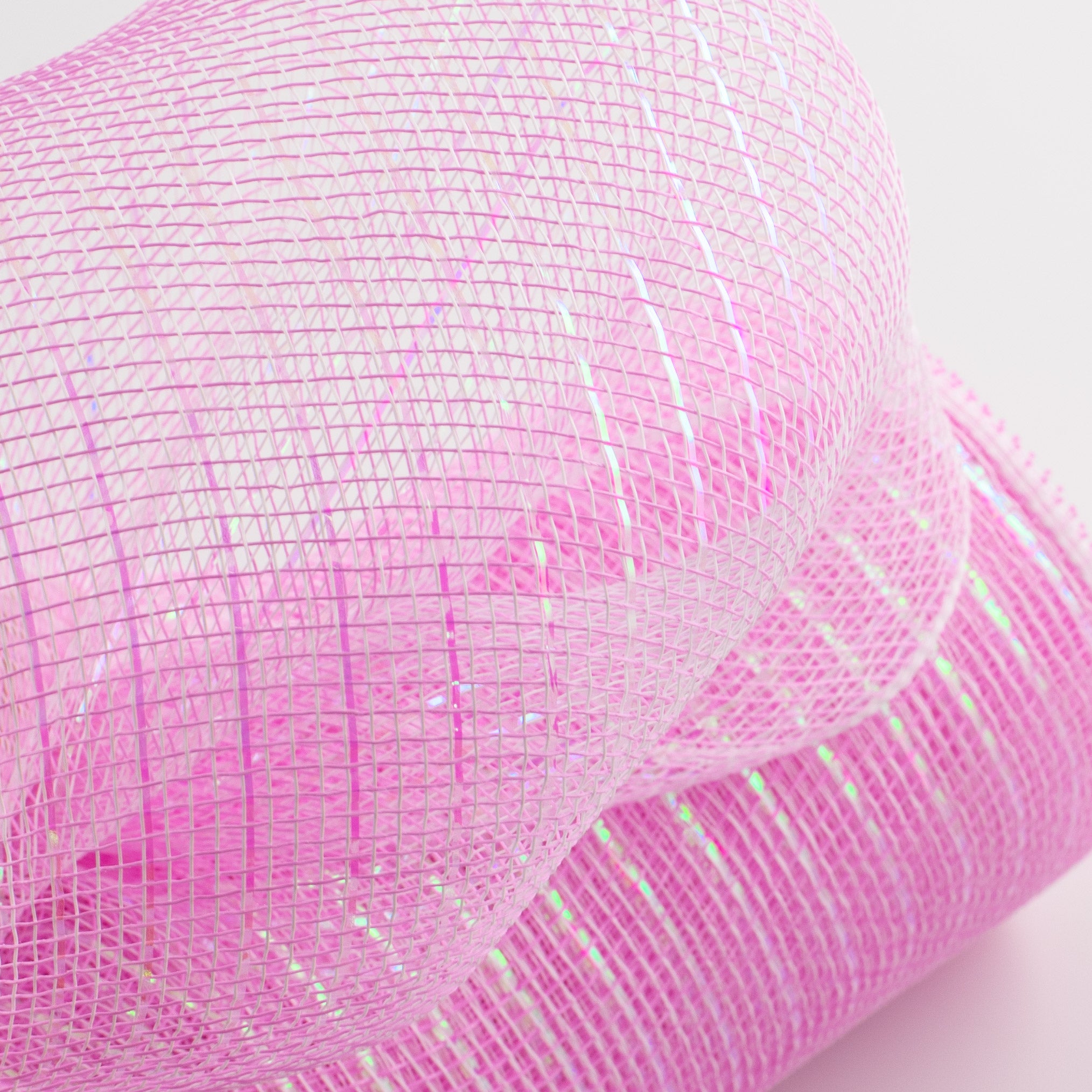 10" Iridescent Foil Mesh: Pastel Pink & White Lifestyle Photo