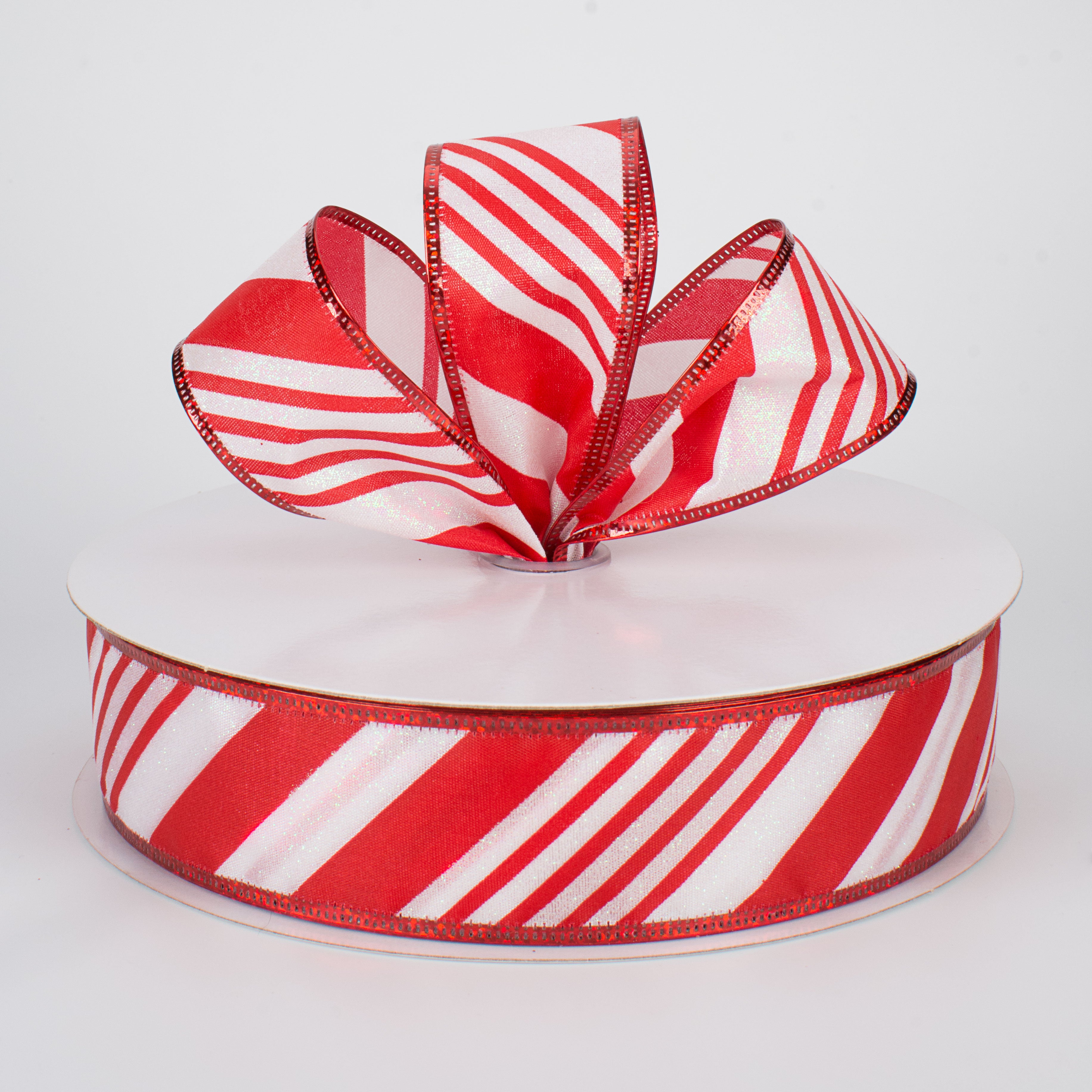 1.5" Iridescent Glitter Candy Cane Ribbon (50 Yards) Lifestyle Photo