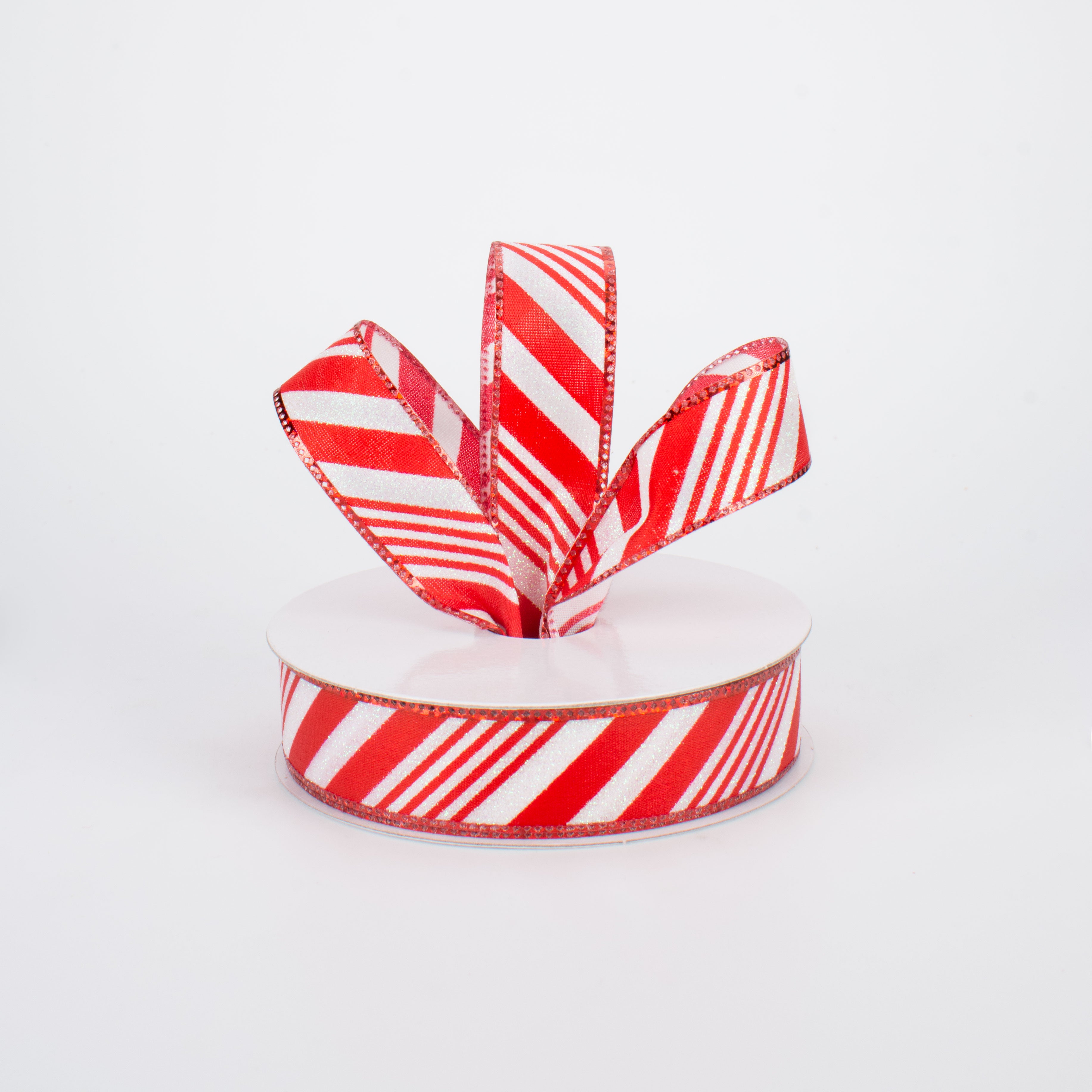 7/8" Iridescent Glitter Candy Cane Ribbon (10 Yards) Lifestyle Photo