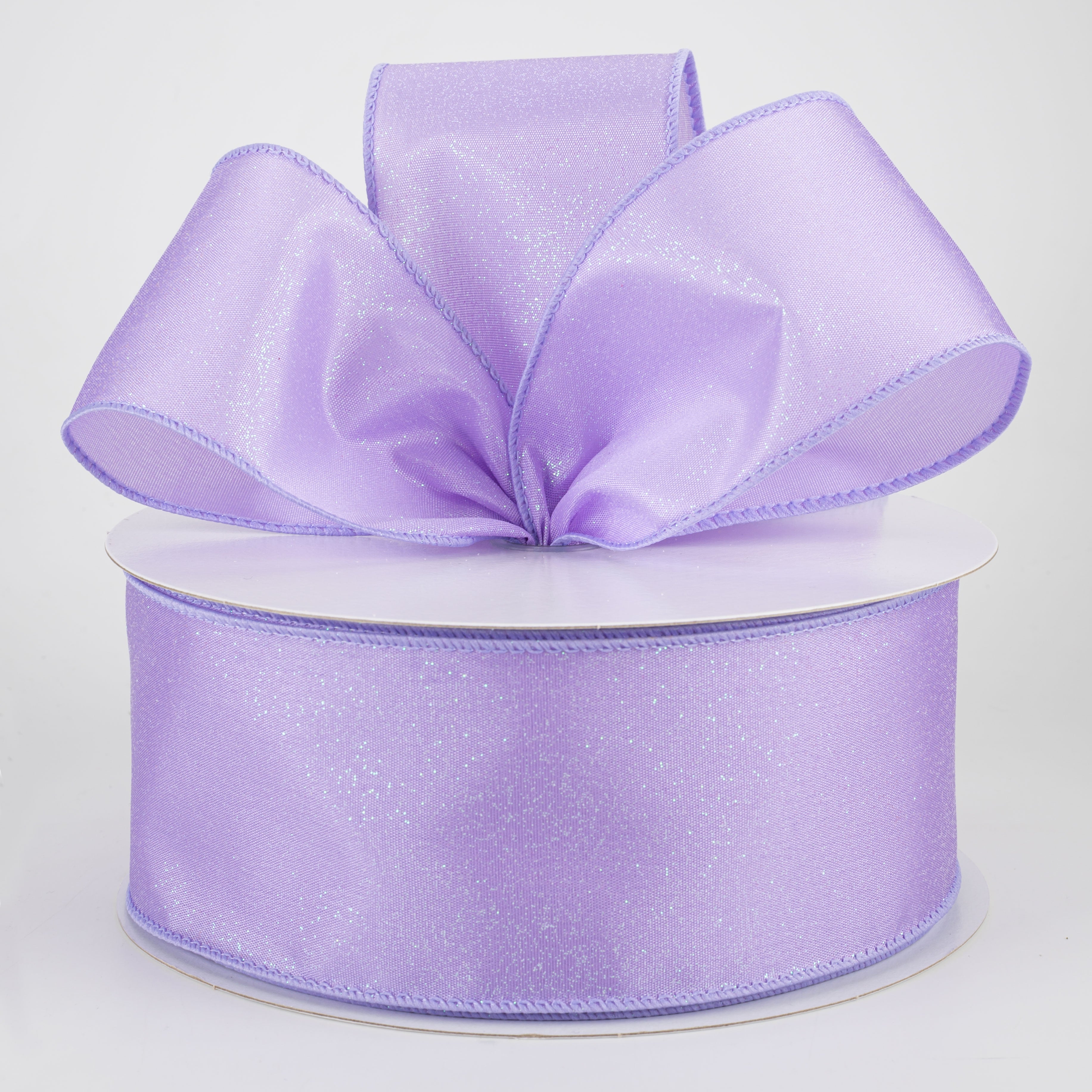 2.5" Iridescent Glitter Misted Satin Ribbon: Lavender (50 Yards) Lifestyle Photo