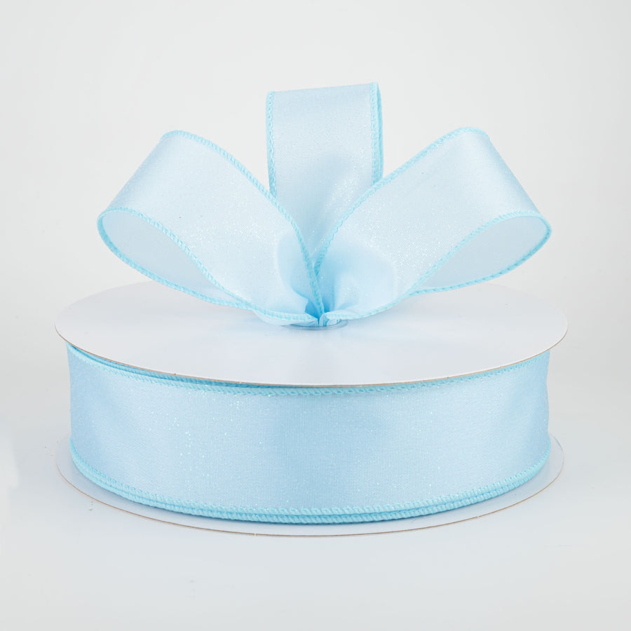 1.5" Iridescent Glitter Misted Satin Ribbon: Light Blue (50 Yards) Lifestyle Photo