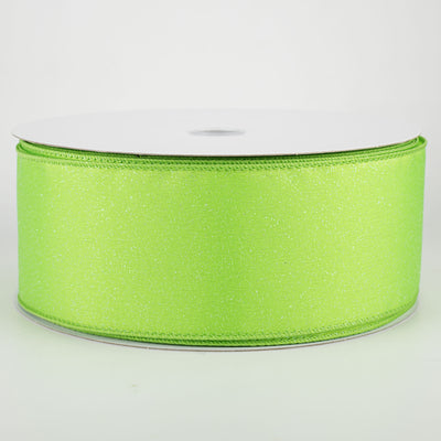2.5" Iridescent Glitter Misted Satin Ribbon: Lime (50 Yards)