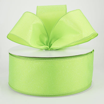 2.5" Iridescent Glitter Misted Satin Ribbon: Lime (50 Yards) Lifestyle Photo