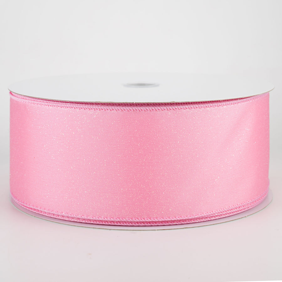 2.5" Iridescent Glitter Misted Satin Ribbon: Pink (50 Yards) Item Number: 841-40-121