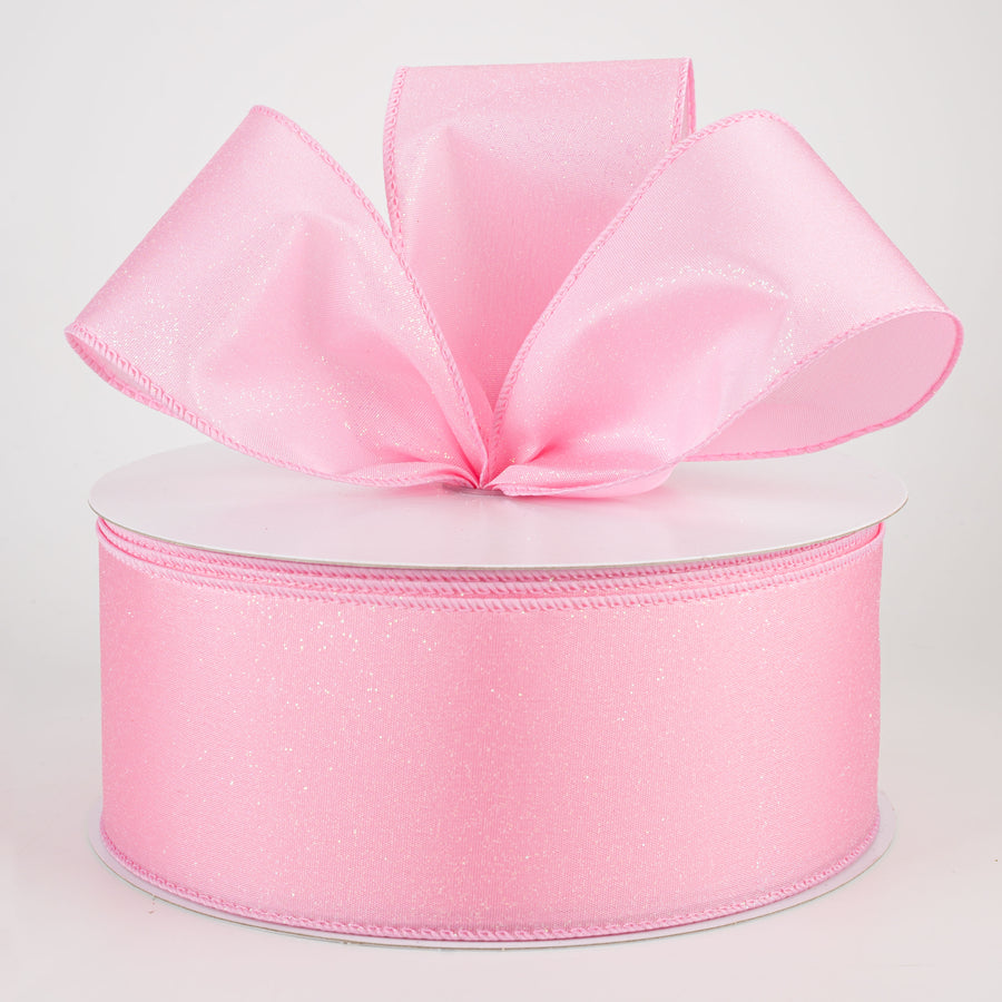 2.5" Iridescent Glitter Misted Satin Ribbon: Pink (50 Yards) Lifestyle Photo