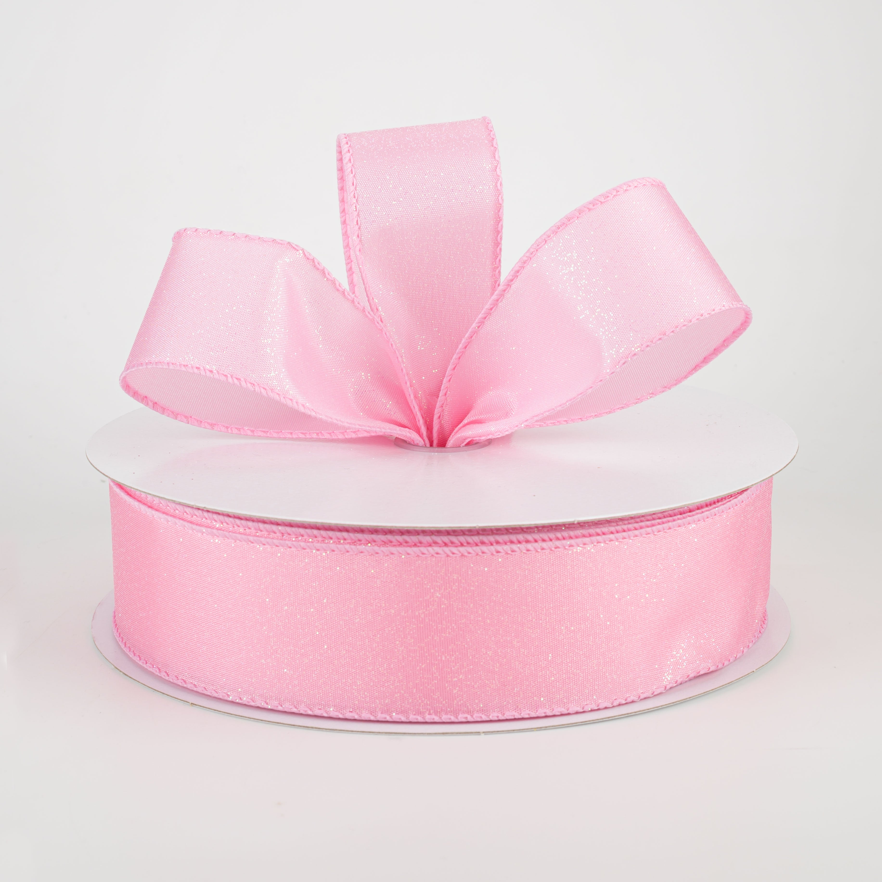 1.5" Iridescent Glitter Misted Satin Ribbon: Pink (50 Yards) Lifestyle Photo