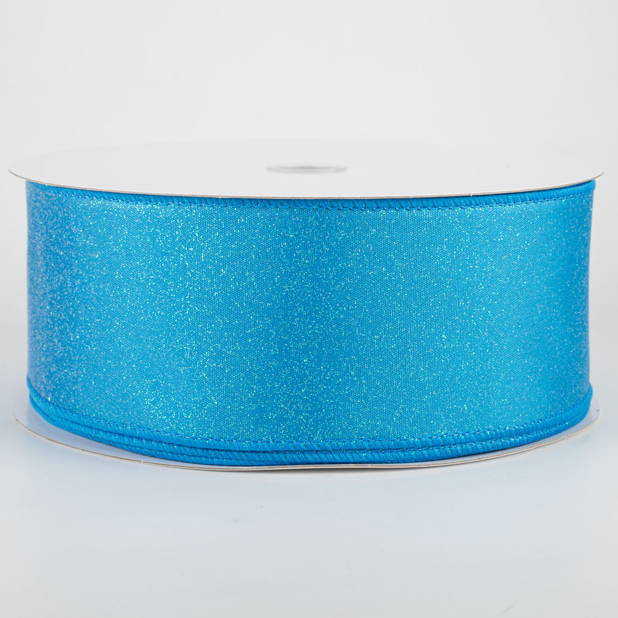 2.5" Iridescent Glitter Misted Satin Ribbon: Turquoise (50 Yards) Item Number: 841-40-123