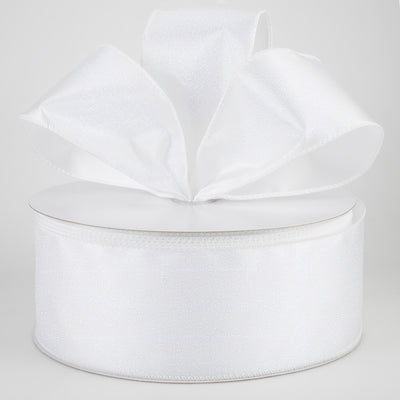 2.5" Iridescent Glitter Misted Satin Ribbon: White (50 Yards) Lifestyle Photo