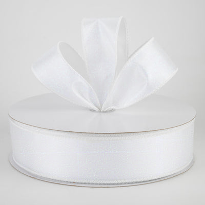 1.5" Iridescent Glitter Misted Satin Ribbon: White (50 Yards) Lifestyle Photo