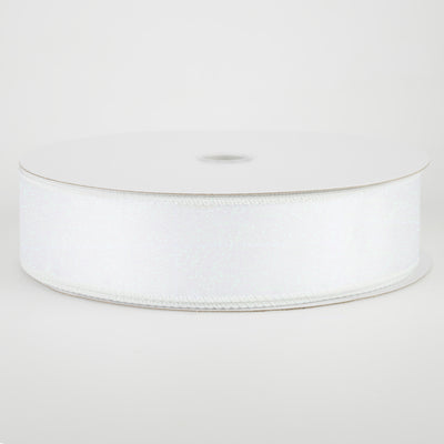 1.5" Iridescent Glitter Misted Satin Ribbon: White (50 Yards)