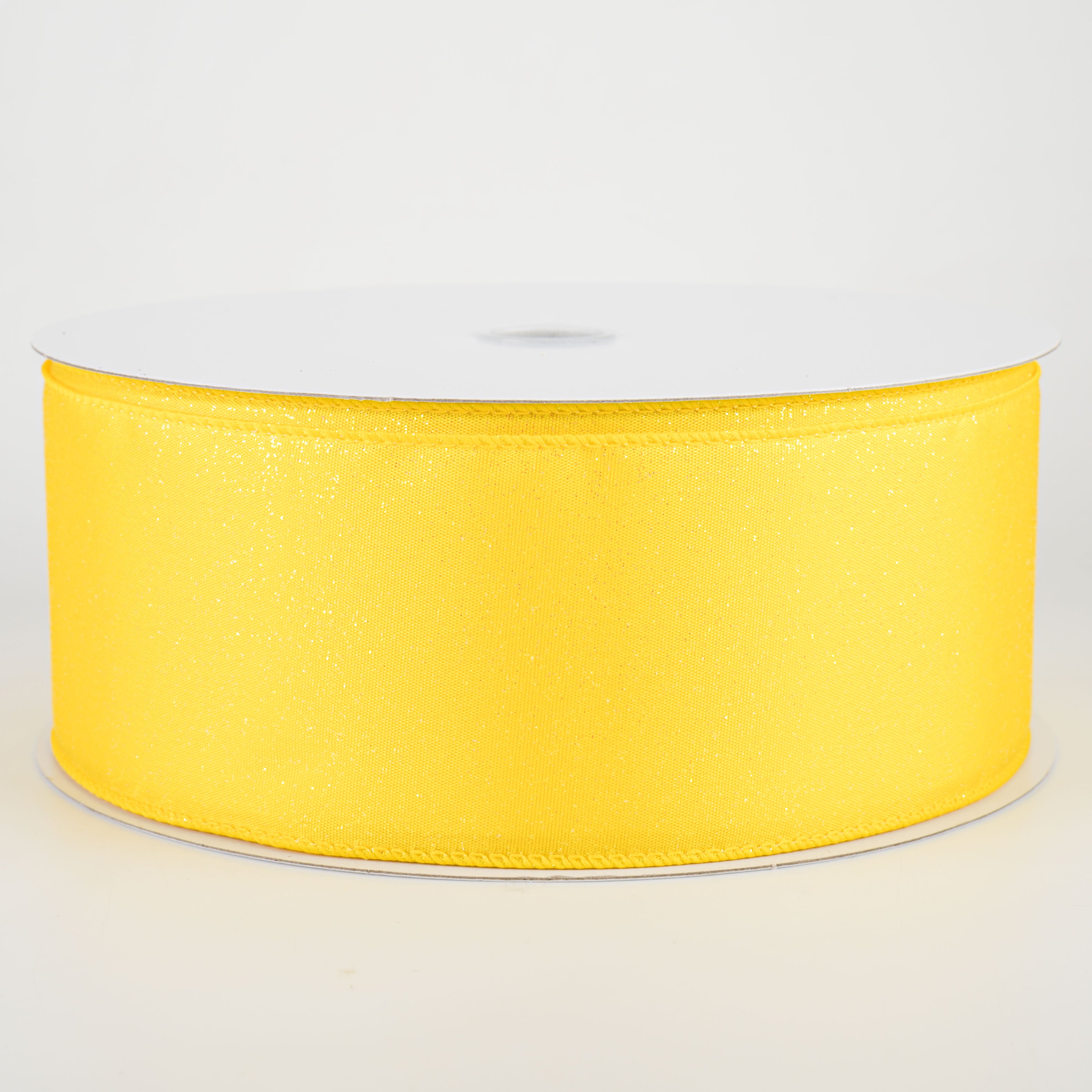2.5" Iridescent Glitter Misted Satin Ribbon: Yellow (50 Yards) Item Number: 841-40-119