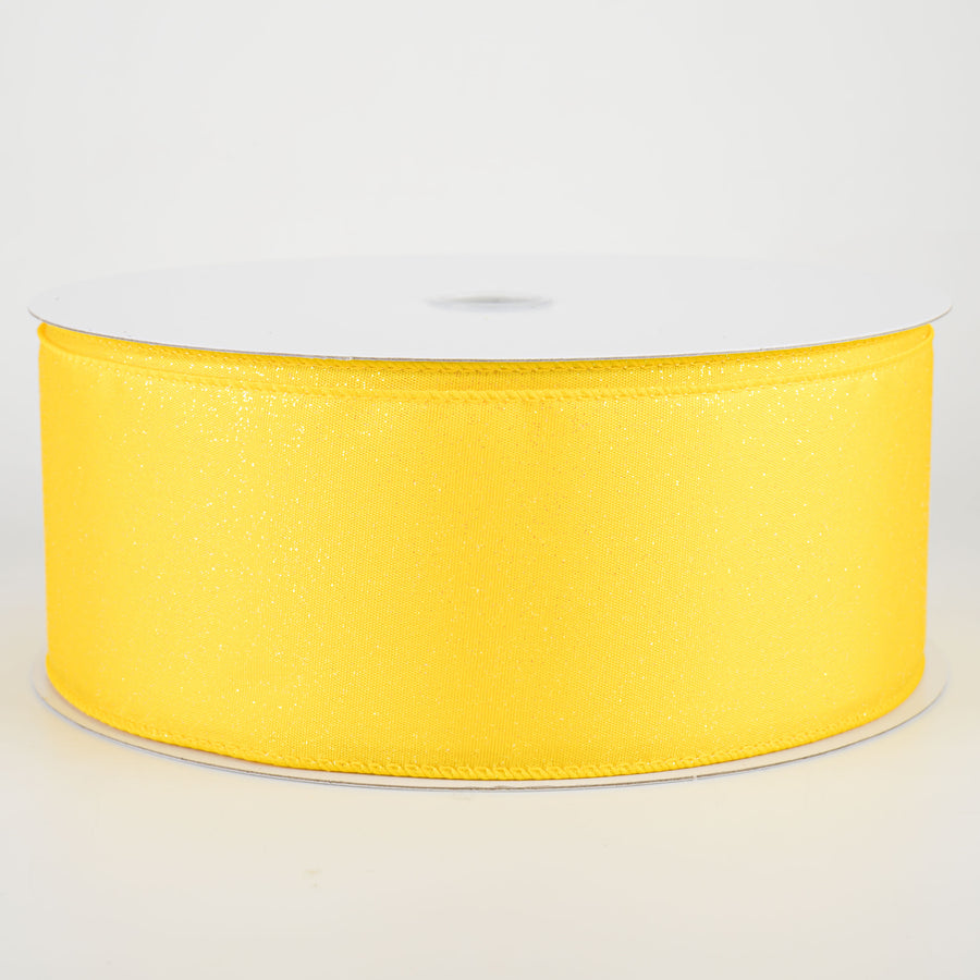 2.5" Iridescent Glitter Misted Satin Ribbon: Yellow (50 Yards) Item Number: 841-40-119