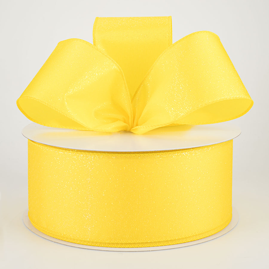 2.5" Iridescent Glitter Misted Satin Ribbon: Yellow (50 Yards) Lifestyle Photo