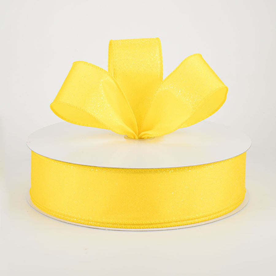 1.5" Iridescent Glitter Misted Satin Ribbon: Yellow (50 Yards) Lifestyle Photo