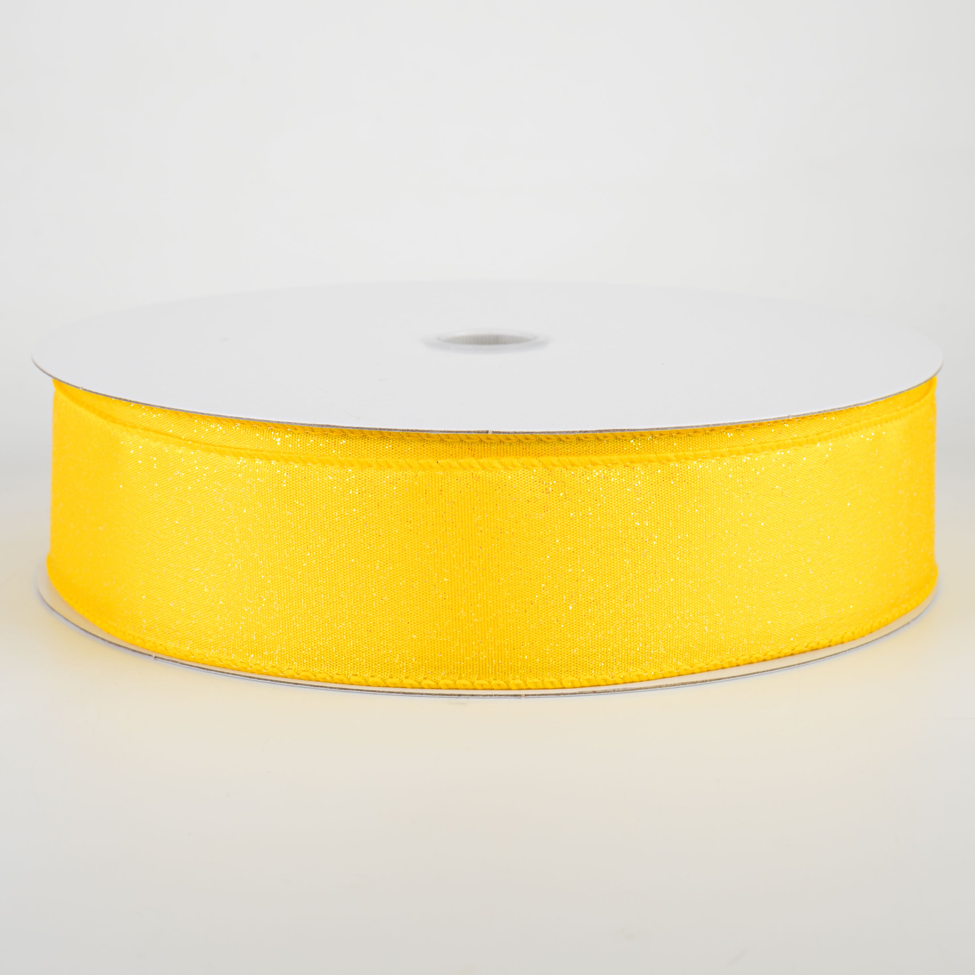 1.5" Iridescent Glitter Misted Satin Ribbon: Yellow (50 Yards)