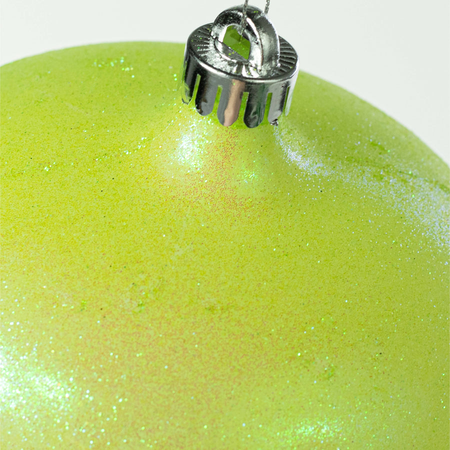 6" Iridescent Glitter Onion Shape Ornament: Bright Green detail photo 3