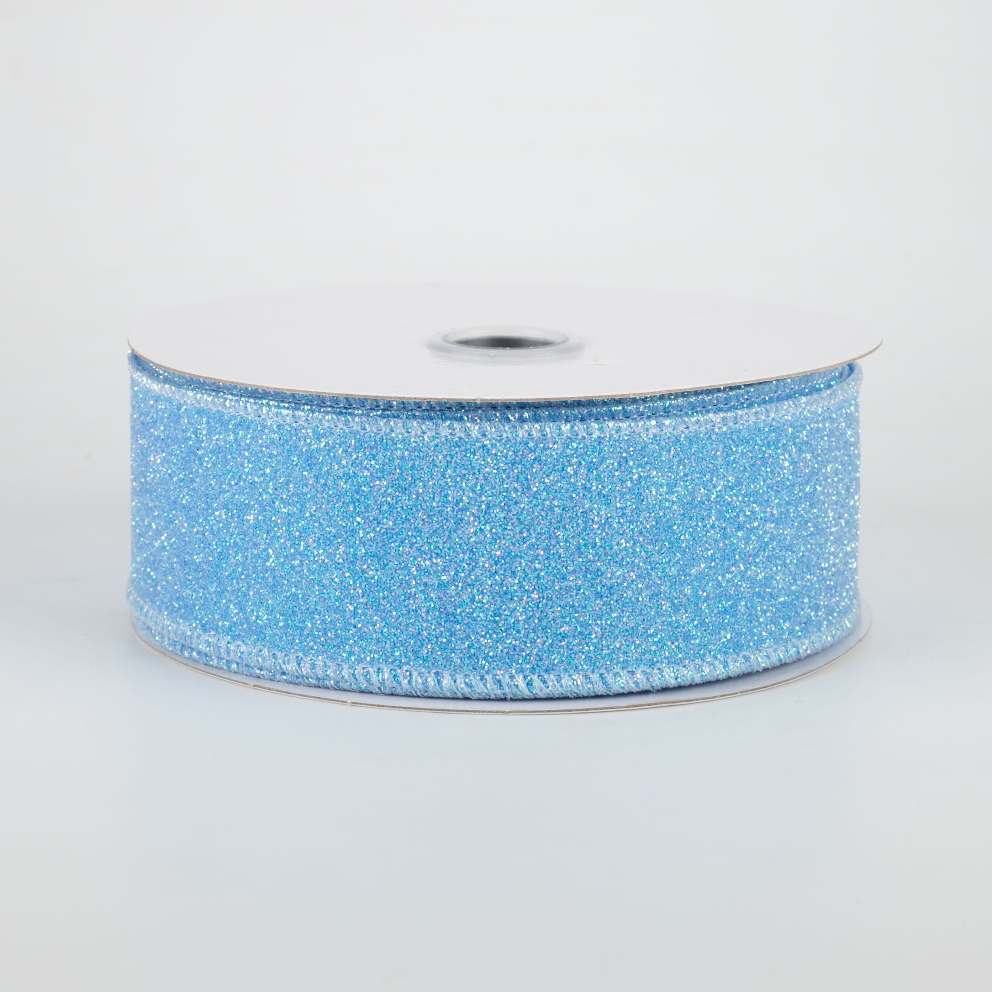 1.5" Iridescent Glitter Satin Ribbon: Blue (10 Yards)