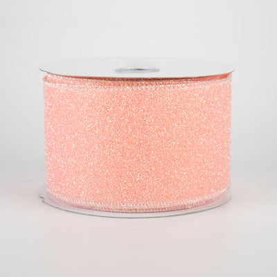 2.5" Iridescent Glitter Satin Ribbon: Coral (10 Yards)