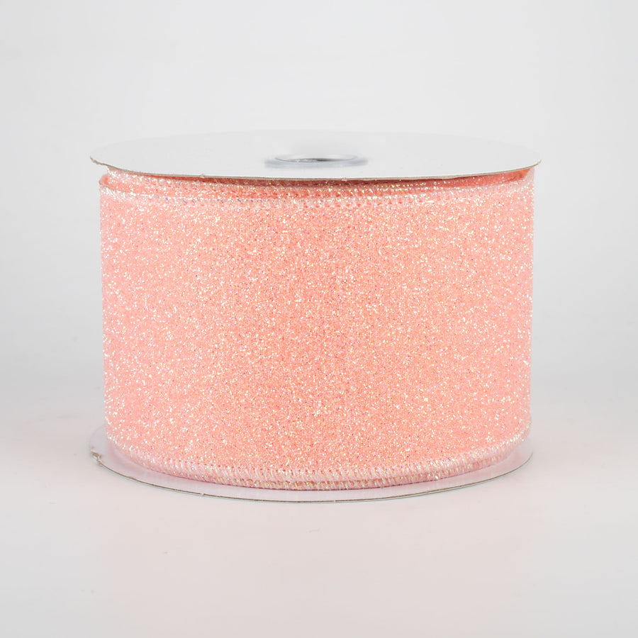 2.5" Iridescent Glitter Satin Ribbon: Coral (10 Yards)