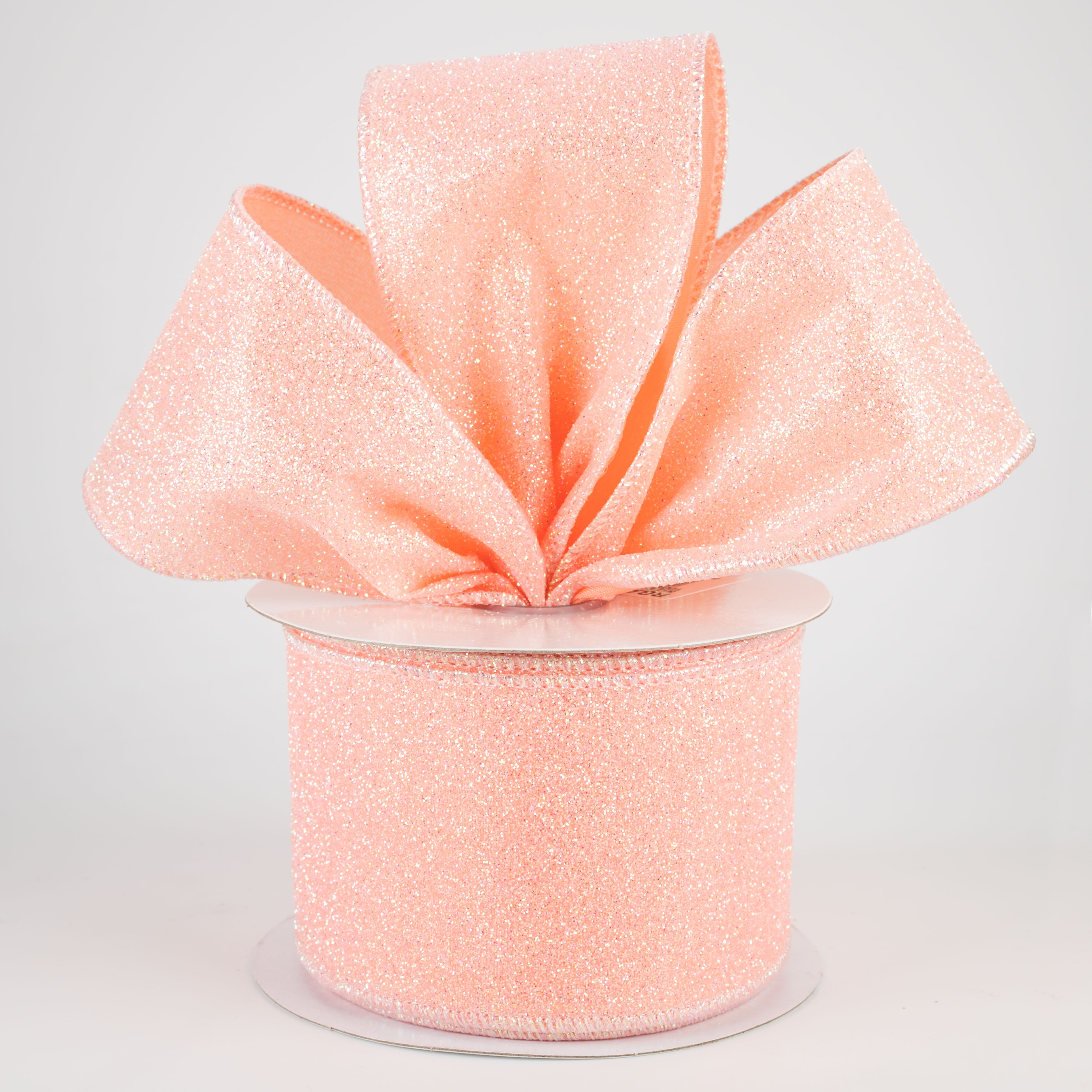 2.5" Iridescent Glitter Satin Ribbon: Coral (10 Yards) Lifestyle Photo