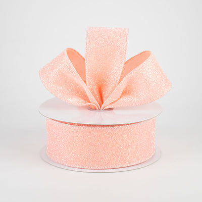 1.5" Iridescent Glitter Satin Ribbon: Coral (10 Yards) Lifestyle Photo