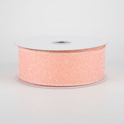 1.5" Iridescent Glitter Satin Ribbon: Coral (10 Yards)
