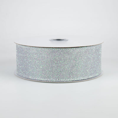 1.5" Iridescent Glitter Satin Ribbon: Grey (10 Yards)