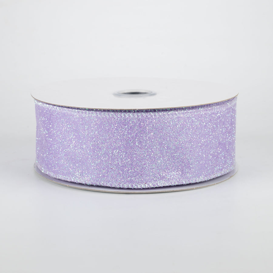 1.5" Iridescent Glitter Satin Ribbon: Lavender (10 Yards)