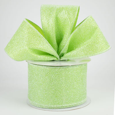 2.5" Iridescent Glitter Satin Ribbon: Lime Green (10 Yards) Lifestyle Photo