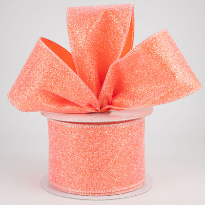 2.5" Iridescent Glitter Satin Ribbon: Orange (10 Yards) Lifestyle Photo