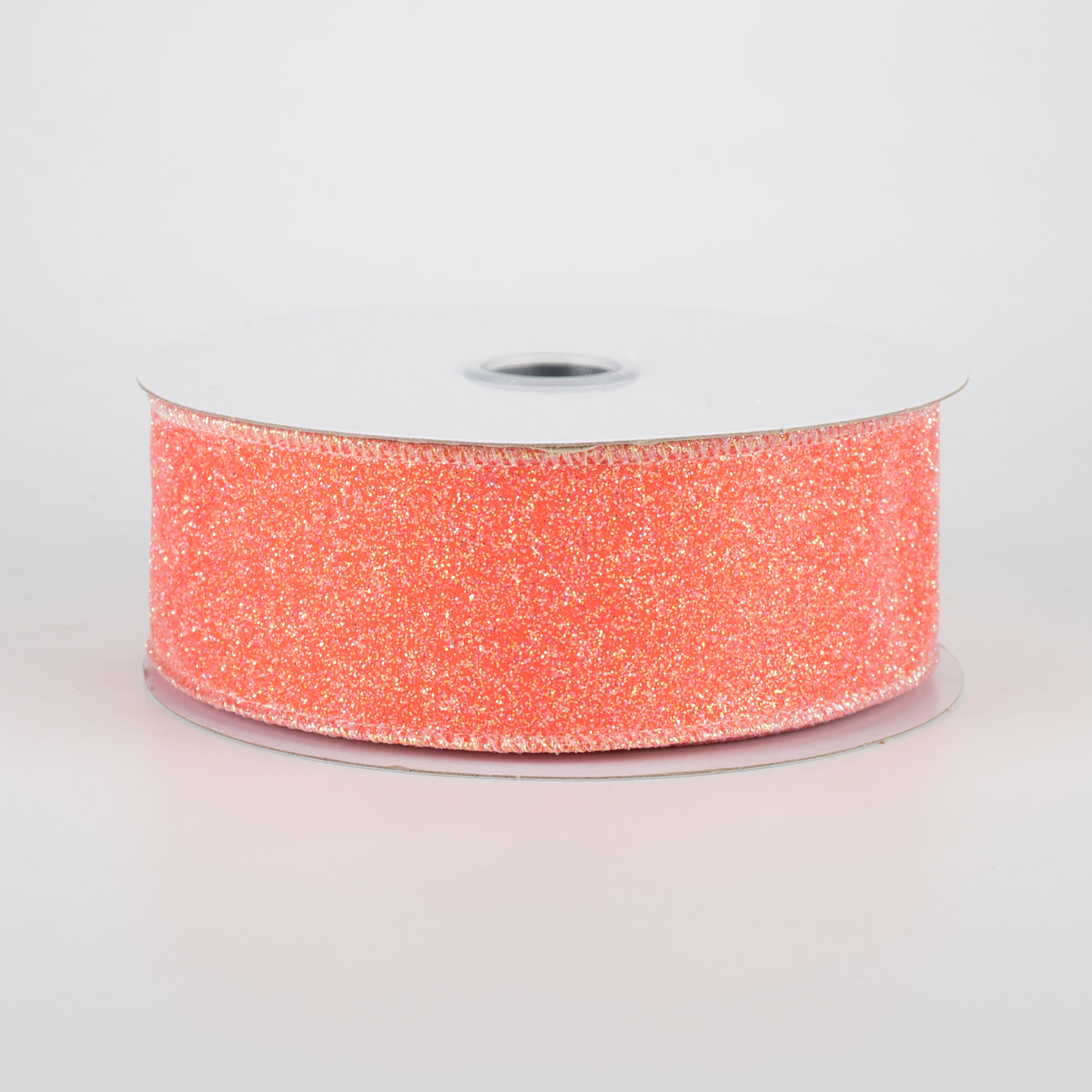 1.5" Iridescent Glitter Satin Ribbon: Orange (10 Yards)