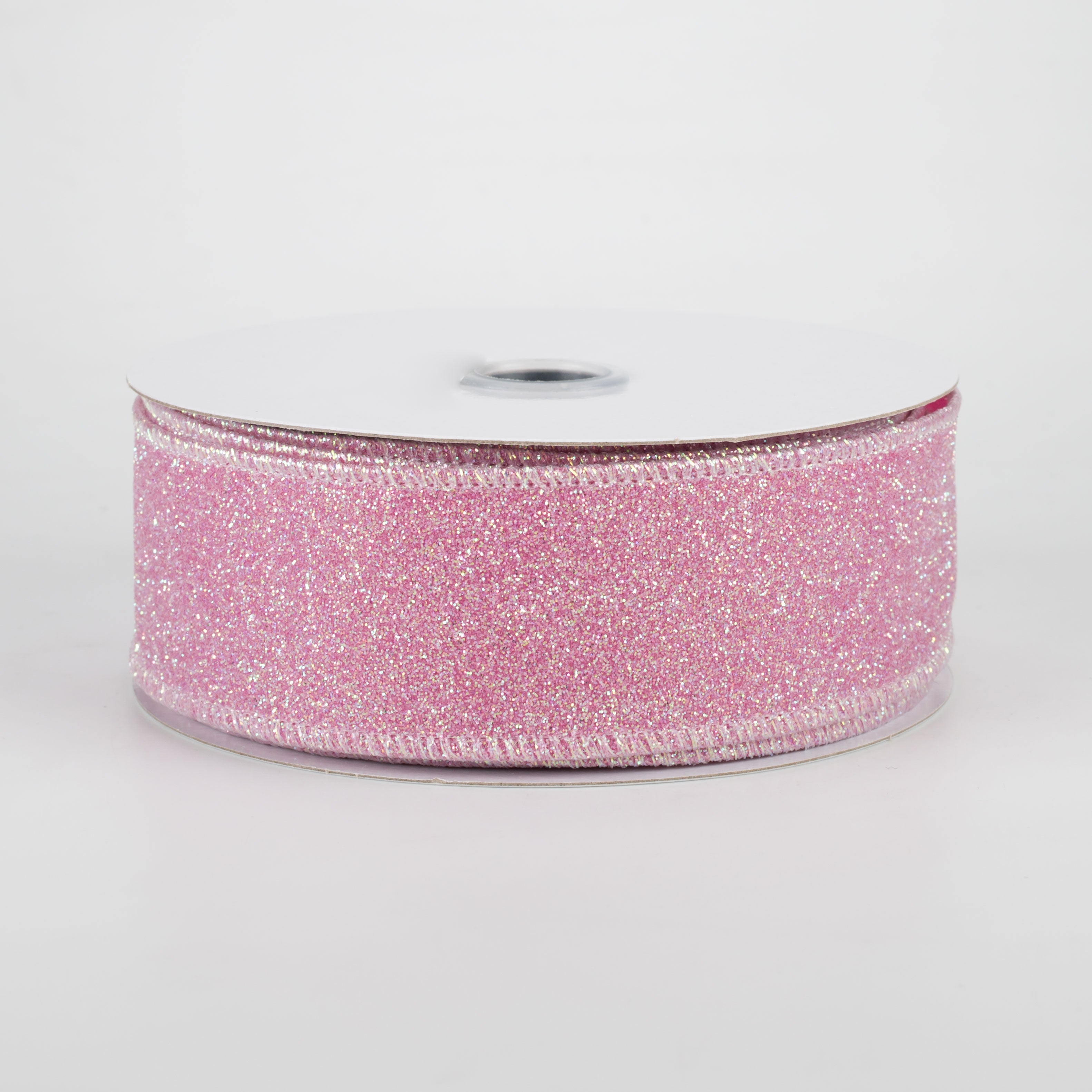 1.5" Iridescent Glitter Satin Ribbon: Pink (10 Yards)
