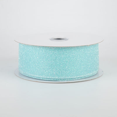 1.5" Iridescent Glitter Satin Ribbon: Robin's Egg Blue (10 Yards)