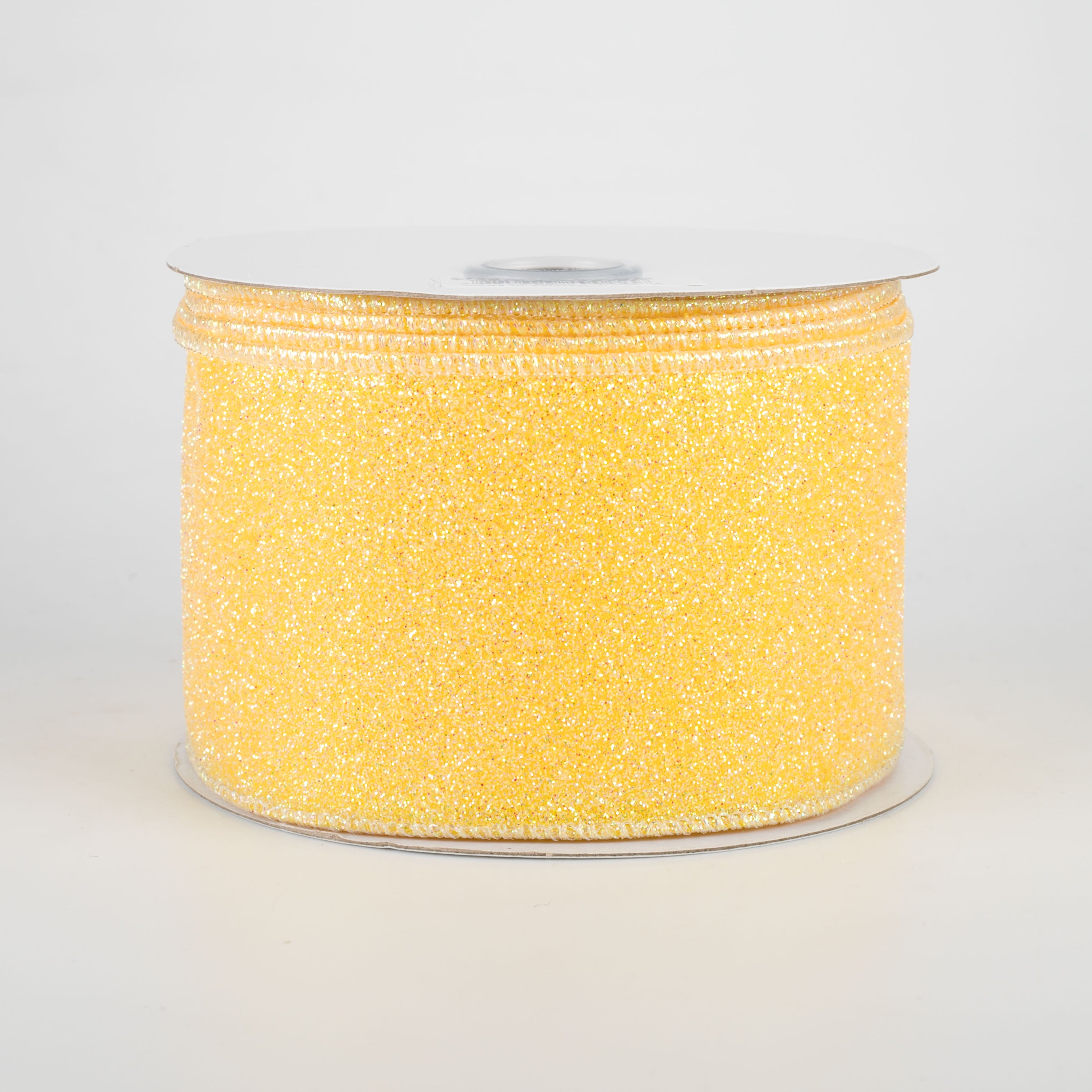 2.5" Iridescent Glitter Satin Ribbon: Yellow (10 Yards)