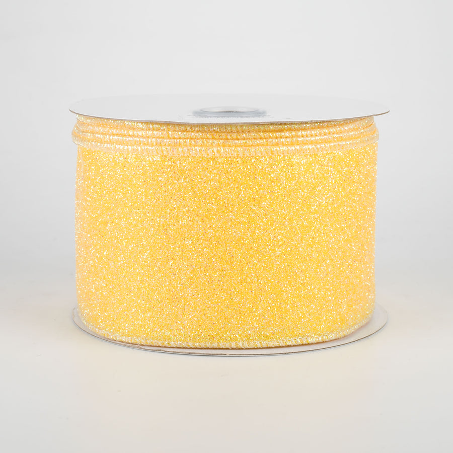 2.5" Iridescent Glitter Satin Ribbon: Yellow (10 Yards)