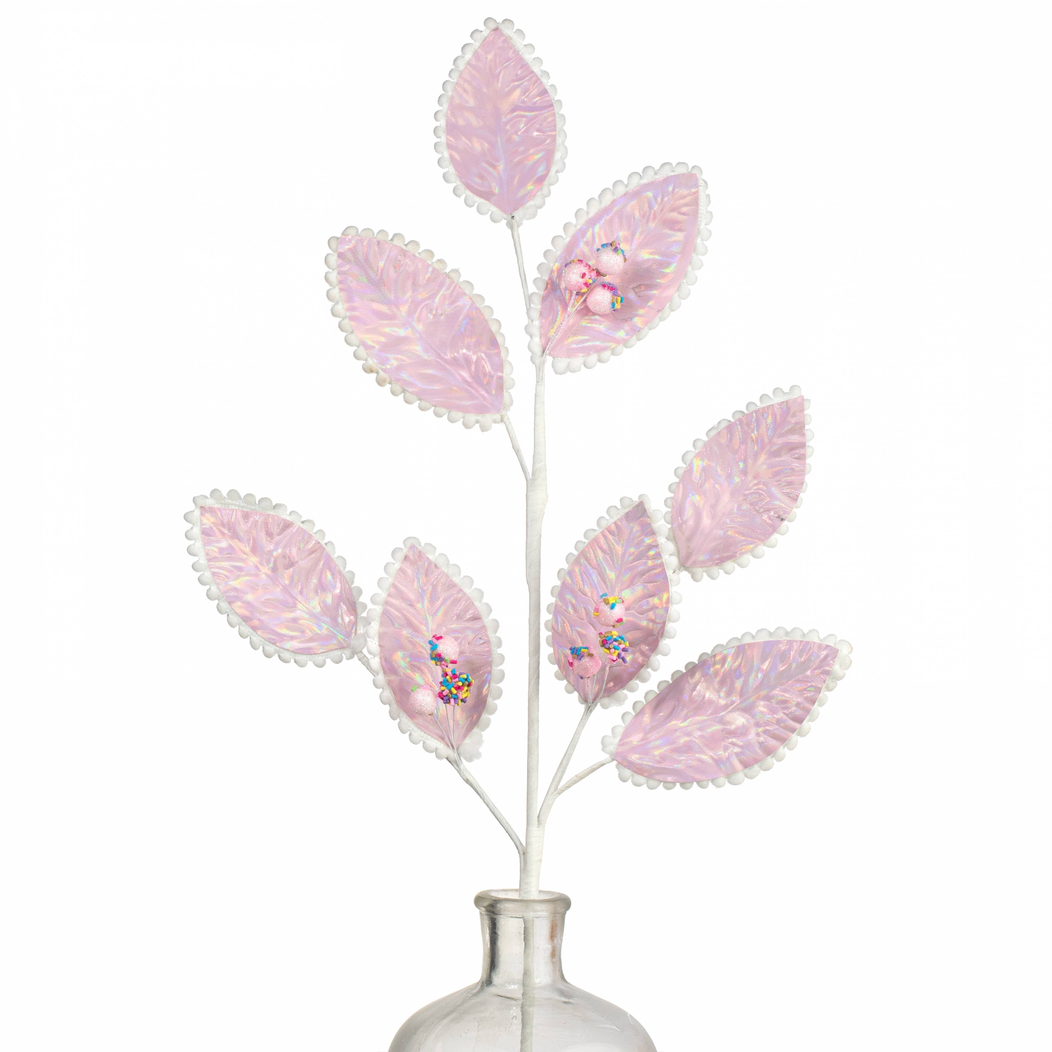 28" Iridescent Leaves & Sprinkles Spray: Pink Item Number: 86058PK