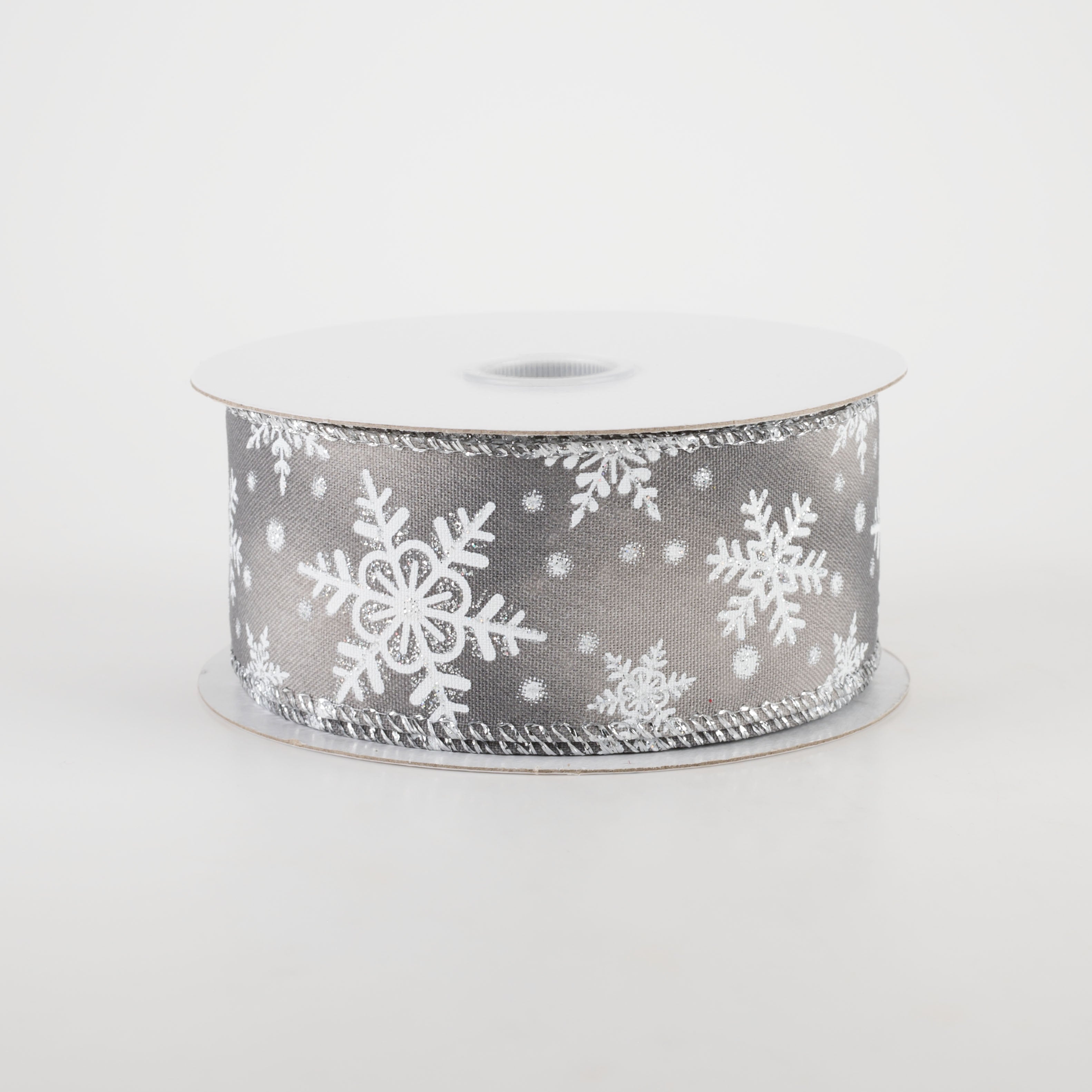 1.5" Iridescent Snowflake Ribbon: Grey (10 Yards) Item Number: 71112-09-51
