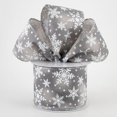 2.5" Iridescent Snowflake Ribbon: Grey (10 Yards) Lifestyle Photo