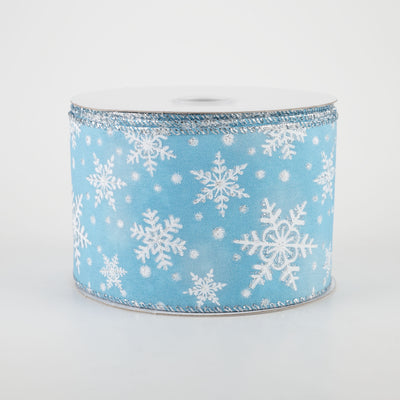 2.5" Iridescent Snowflake Ribbon: Light Blue (10 Yards)