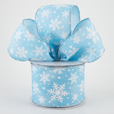 2.5" Iridescent Snowflake Ribbon: Light Blue (10 Yards) Lifestyle Photo
