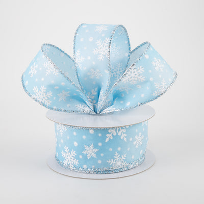 1.5" Iridescent Snowflake Ribbon: Light Blue (10 Yards) Lifestyle Photo