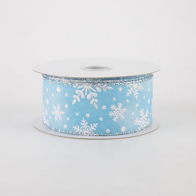 1.5" Iridescent Snowflake Ribbon: Light Blue (10 Yards)