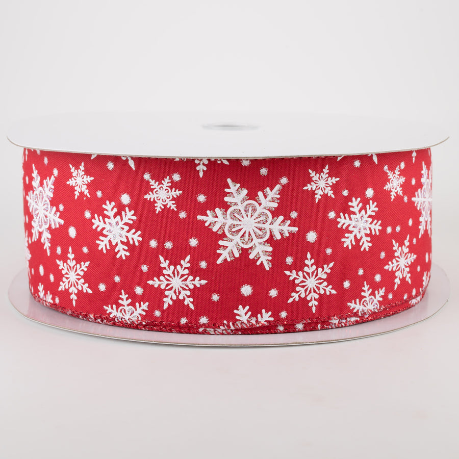 2.5" Iridescent Snowflake Ribbon: Red (50 Yards)