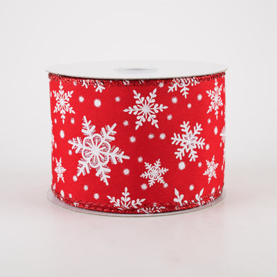 2.5" Iridescent Snowflake Ribbon: Red (10 Yards)