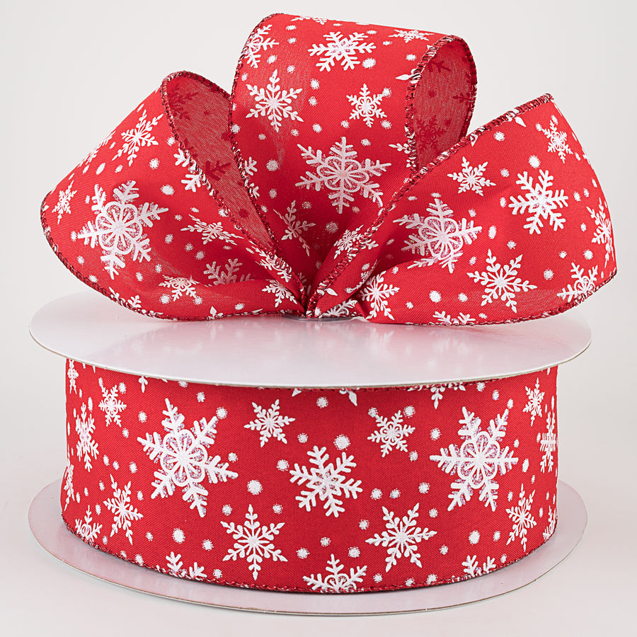 2.5" Iridescent Snowflake Ribbon: Red (50 Yards) Lifestyle Photo