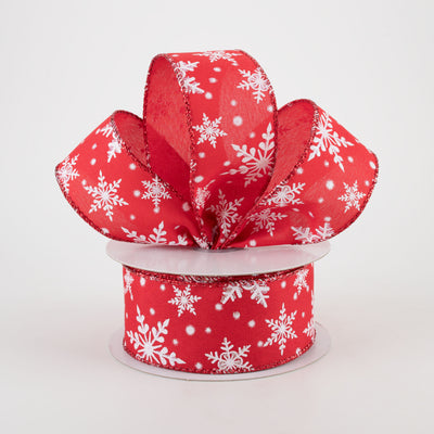 1.5" Iridescent Snowflake Ribbon: Red (10 Yards) Lifestyle Photo
